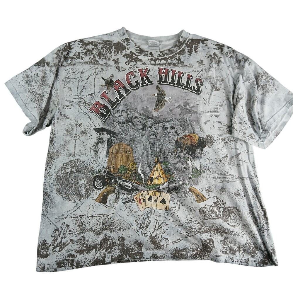Vintage Black Hills Mt Rushmore Shirt Mens XL South Dakota All Over Print AOP